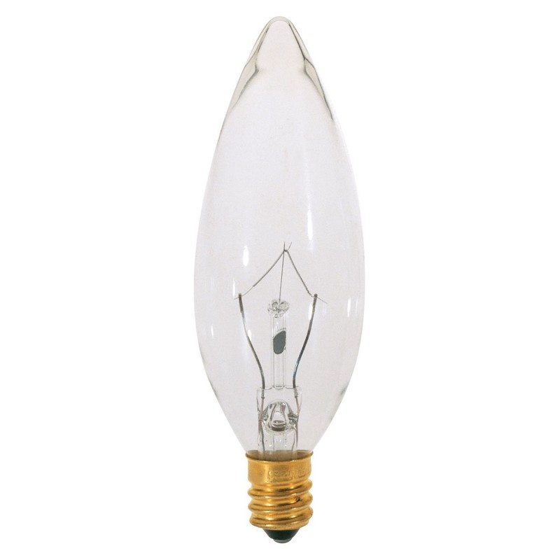 Satco A3620 130V Torpedo Candelabra Base 15-Watt B9.5 Light Bulb,