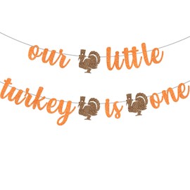 Our Little Turkey is One Banner Thanksgiving First Birthday Banner Fall 1st Birthday Banner First Thanksgiving Birthday Party Decorations First Fall Birthday Party Decorations
