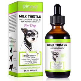 Milk Thistle for Dogs, Dog Liver Support Drops - Dog Milk Thistle Helps Dog Liver Detox, Pet Supplement Treats with Salmon Oil, Curcumin C3 Complex and Omega 3 EPA & DHA, Bacon Flavor - 2 fl.oz