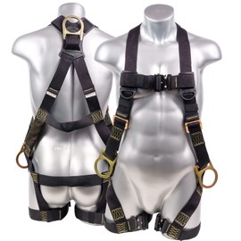 Palmer Safety FR Safety Harness QCB Chest & Legs Dorsal 3D-Ring Para-Aramid/Aramid Webbing Harness, Black