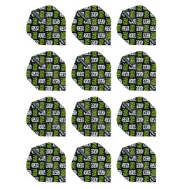 RED DRAGON Hardcore XT Green and White Logo Dart Flights - 4 Sets Per Pack (12 Dart Flights in total)