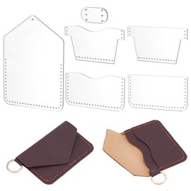 PLIGREAT 5 Pcs Acrylic Leather Stencils, Short Wallet, Card Holder, Mini Bags DIY Template Set