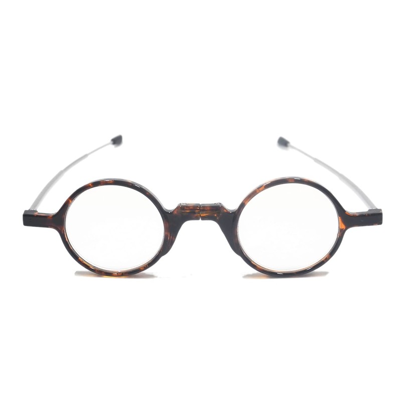 [Henghao] 老眼鏡 ブルーライトカット 丸型コンパクト折りたたみメガネ おしゃれ リーディンググラス tr90フレーム シニアグラス H6032 (ヒョウ,