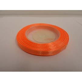 1 Roll x 6mm Satin Ribbon neon Bright Orange Minimum 13 Meters 6 mm