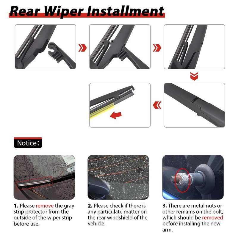 Replacement for Toyota 4Runner 2010-2023, Rear Windshield Wiper Arm Blade