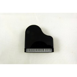 Music Themed Piano Shape Memo Clip with Pen Holder and Magnet - Black