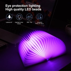 QXMGCBOK Decorative LED Book Light with Embossed Design,Book Lamp, Book Lovers Gifts, Reading Lights for Books in Bed (Bronze-Colored)