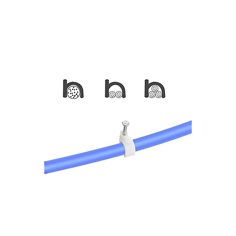 (400 Pieces) White Cable Clips - Wire Management - 6mm,