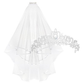 Bridal Veil and Tiara Set, Bachelorette Party Decorations, Bride Crown and Veil Set, Bridal Shower Gift Supplies, Bride Gifts for Bachelorette Party