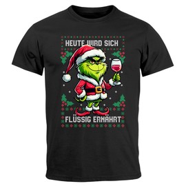 Moonworks Men's T-Shirt Anti-Christmas Grinch Christmas Muff Today Will Feed Liquid Ugly Xmas Fun Shirt, black