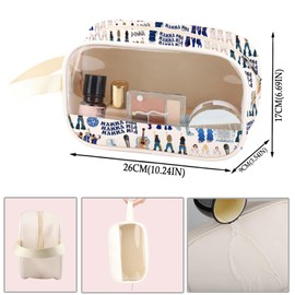 ZJXHPO Musical Queen Clear Makeup Bag Thank You for The Music PU Leather Cosmetic Bag with Handle Mamma Musical Fans Gift (C-The Music PU)