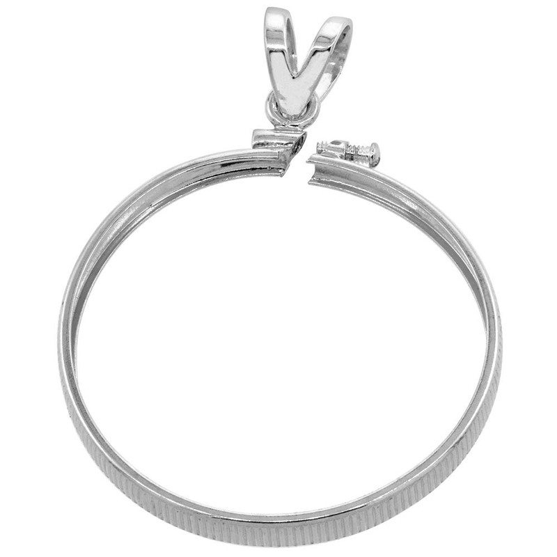 Sterling Silver Nickel Bezel Screw Top 21 mm Coin Edge