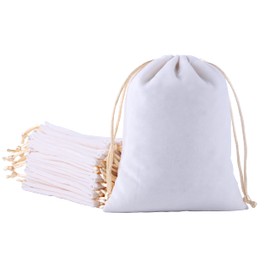 Sansam Large Velvet Gift Bags with Drawstring, 10pcs 8.0x10.0 Inch Cream Drawstring Velvet Cloth Jewelry Pouches,Tarot Rune Bags