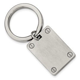 The Black Bow Engravable Polished and Brushed Rectangular Stainless Steel Key Chain