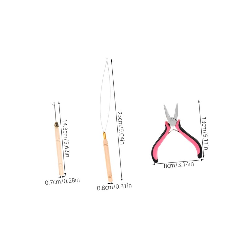 Healvian 3pcs Hair Extension Clip Grooming Kit Thread Pliers Loop