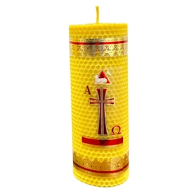 Velas De Miel. Cirio Pascual De Cera De Abeja Pura de 18cm de alto x 6.5cm de ancho.