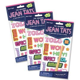 Peaceable Kingdom Jean Tats Neon Signs Temporary Tattoos for Fabric - 3 Pack