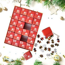 Advent Calendar 2024 Christmas Jigsaw Puzzles, Christmas Countdown Calendar for Kids Adults Teens with 1008 Pieces Puzzles, 24 Boxes of Advent Calendars Christmas Presents for Kids