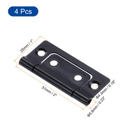 uxcell 4Pcs 2x1 Inch Door Hinges Non-Mortise No Noise Bifold Door Hinges Plating for Cabinet Furniture Window Wardrobe, Black