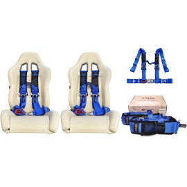 Aniki Dynamics 2 ANIKI BLUE 4 POINT 3" LATCH & LINK SEAT BELT HARNESS w/ SHOULDER PAD UTV ATV