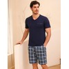 Bresdk Men's Pyjamas Short Cotton Summer Set for Men Sleepwear