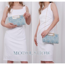Emprier Denim Clutch Purses for Women Evening Bags with Chain,for Party Prom Formal Cocktail Wedding
