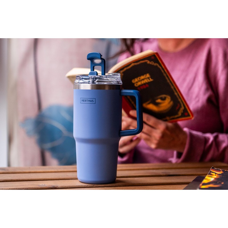 NERTHUS FIH 1435 tazza termica 600 ml blu con coperchio