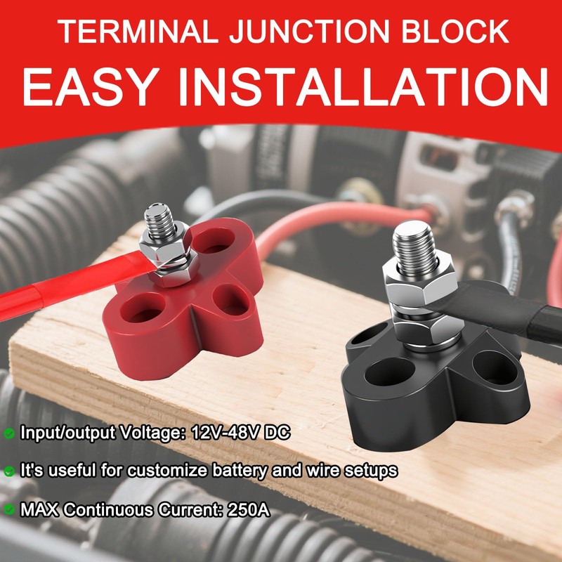 JIQI 2Pcs Bus Bar Terminal Block 5/16" Single Stud Battery