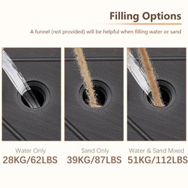 C-Hopetree 112 lb Heavy Duty Water Fillable Base Stand Weight for Patio Outdoor Market Table Umbrella, Black