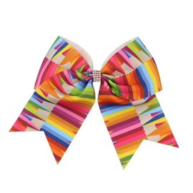 Totelux Back to School Bow Hair Clips Large Cheer Bow Hairpin with Rhinestone Ponytail Holder Colorful Pencil Bowknot Hair Barrettes for Women Girls Back to School Hair Accessories