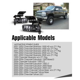 AUTOWIKI Luz antiniebla para Chevy Silverado 1999-2002/Chevy Suburban 2000-2006/Chevy Tahoe 2000-2006 con lente ahumada, 2 luces antiniebla