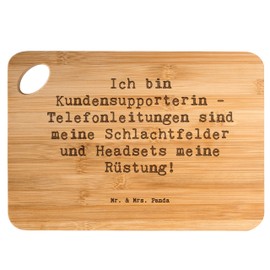 Mr. & Mrs. Panda Bambus - Schneidebrett Spruch Kundensupporterin Heldin - Geschenk, Telefonleitung, Geschenke mit Herz, Hilfsbereitschaft,