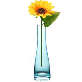 Hand-Made Blown Art Bud Glass Vase Glass Flower Vase Single Stem Vase Bud Vase Centerpieces Vases for Wedding Reception Dining Table Single Rose Flowers (Blue)