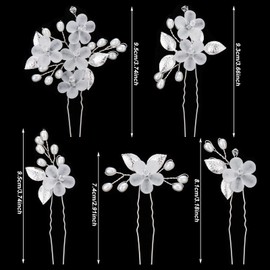 WORSETUY 25Pcs Bridal Hair Pins,Wedding Bridal Hair Pins Pearl Flower Crystal Hair Pins Clips,Crystal Pearl Hair Pins U Shaped Diamond Hair Pins,Wedding Rhinestone Hair Clip for Women Girl (9 Styles