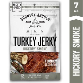Hickory Smoke Turkey Jerky By Country Archer, Antibiotic Free, Gluten Free, 7 Ounce