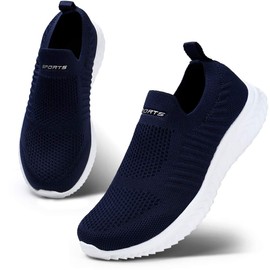 HKR Women's Slip On Trainers, Memory Foam Trainers, Sports Shoes, Comfortable Slip-On Shoes, blue