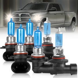 NSDXCT Fit For Dodge Ram 2016-2018 with projector Headlight Bulbs 9005 High Beam+9005 Low Beam+9145 Fog Light Car Replacement Bulb Halogen Bulbs, Super Bright Plug and Play, 6 PCS