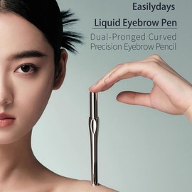 Easilydays Waterproof Eyebrow Pencil with 2 Tip, Microblading Eyebrow Pencils for Women, Waterproof and Last All Day Thin Brow Pencil with Precise Tip for Natural and Hair Like Brows, Soft Ash Black