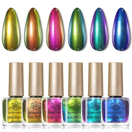 Born Pretty Juego De Esmaltes De Uñas Chameleon, 6 Colores Holográficos Metálicos Con Purpurina, De Secado Rápido, Para Otoño E Invierno, Azul, Verde 