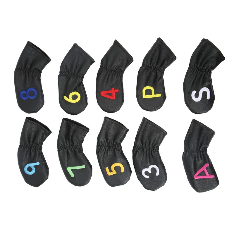10Pcs Golf Head Cover Club Headcover Waterproof PU Elastic Closing