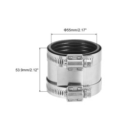 sourcing map Flexible Pipe Coupling, 55mm Pipe Connector with Stainless Steel Hose Clamps Stainless Steel Pipe Repair Clamp for Plastic and Metal Pipes