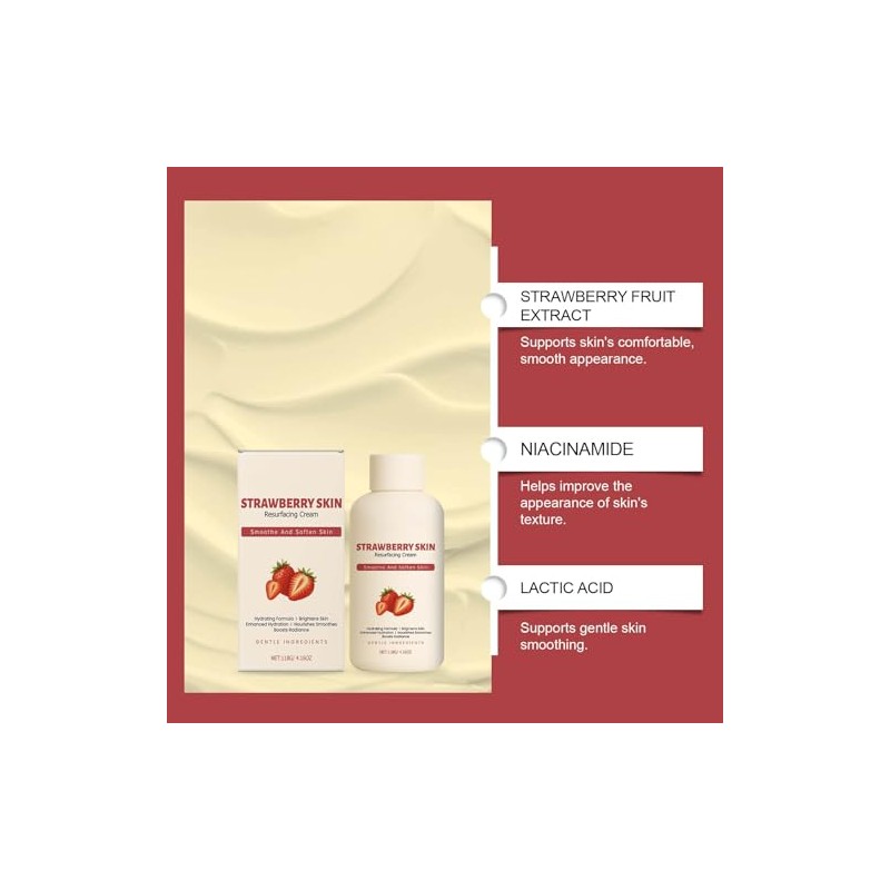 Strawberry Skin Cream with Triple Acid for Daily Body Exfoliation