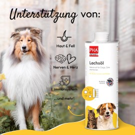 PHA Lachsöl für Hund, Katze und Pferd, aus nachhaltiger Fischzucht in Norwegen, wichtige Omega 3 und 6 Fettsäuren, Öl 500 ml