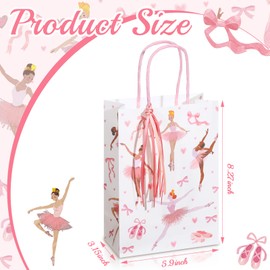 Ctosree24 Sets Ballerina Gift Bags with Ribbon Ballerina Birthday Party Decoration Ballerina Party Favor Goodie Bags Dancing Party Supplies Ballet Birthday Party Boxes for Baby Shower Party