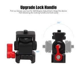 Camera Monitor Mounting Bracket with 1/4" Screw, Camera Clamp Mount with Quick Release for NATO Rail Clamp, Horizontal 360° Rotation 180° Pitch Adjustment