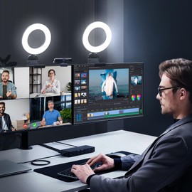 Evershop 5" Selfie Ring Light with Stand, Mini Ring Light for Laptop Monitor Computer Screen, Teams Zoom Meeting Light for PC Video Calls Webcam, Phone Holder with Continuous Output Lighting (2 Pack)