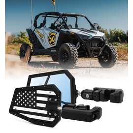 Xprite UTV Side Mirrors fits 1.75"-2 Inch Roll Bar Cage, Heavy-Duty Aluminum Rear View Mirror Adjustable Bracket for Off-Road, Side by Side, Polaris RZR XP Turbo, Can-Am Maverick X3 (America Flag)