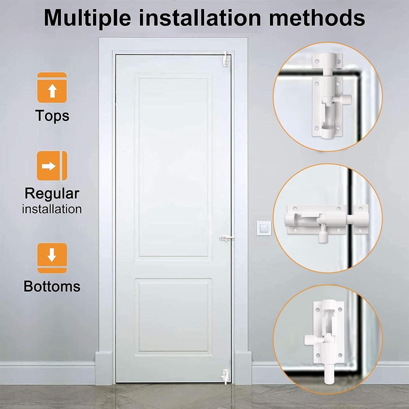 MOROBOR Door Security Slide Latch Lock, 2inch Thickened Stainless Steel