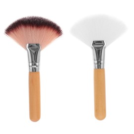 Ipetboom 2pcs Fan-shaped Highlighter Brush for Cheekbones and Face Makeup Soft Dense Fibre Brushes for Blending Buffing and Setting Professional Makeup Tools Natural Design