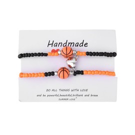 Pliwcas Matching Basketball Bracelets for Friends Couples Sports Ball Beaded Bracelets for Sport Lover Matching Bracelet for Basketball Player Birthday Christmas Gifts for Husband Boyfriend 2Pcs